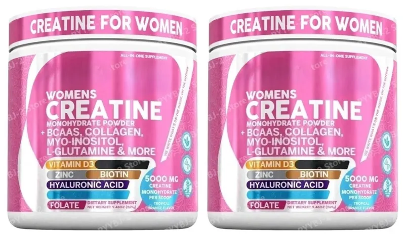 Women's Creatine Monohydrate Powder 5000mg BCAA Multi-Collagen Biotin Vitamin D3 Tropical Orange Sports Nutrition 30 Servings — image 8