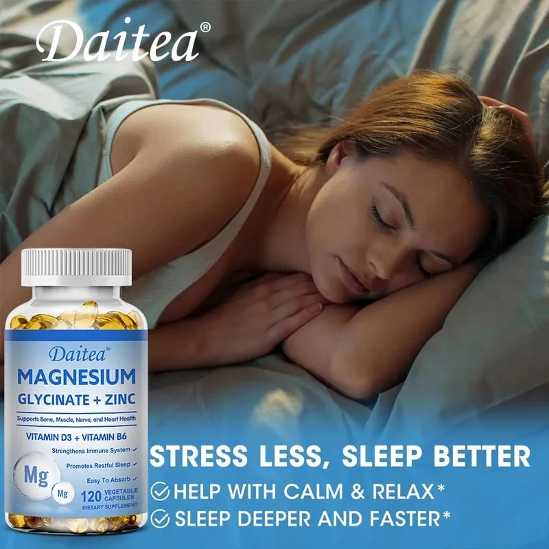 Magnesium Glycinate 500mg Capsules High Absorption with Zinc Vitamin D3 B6 Supports Bone Muscle Nerve and Heart Health — image 4