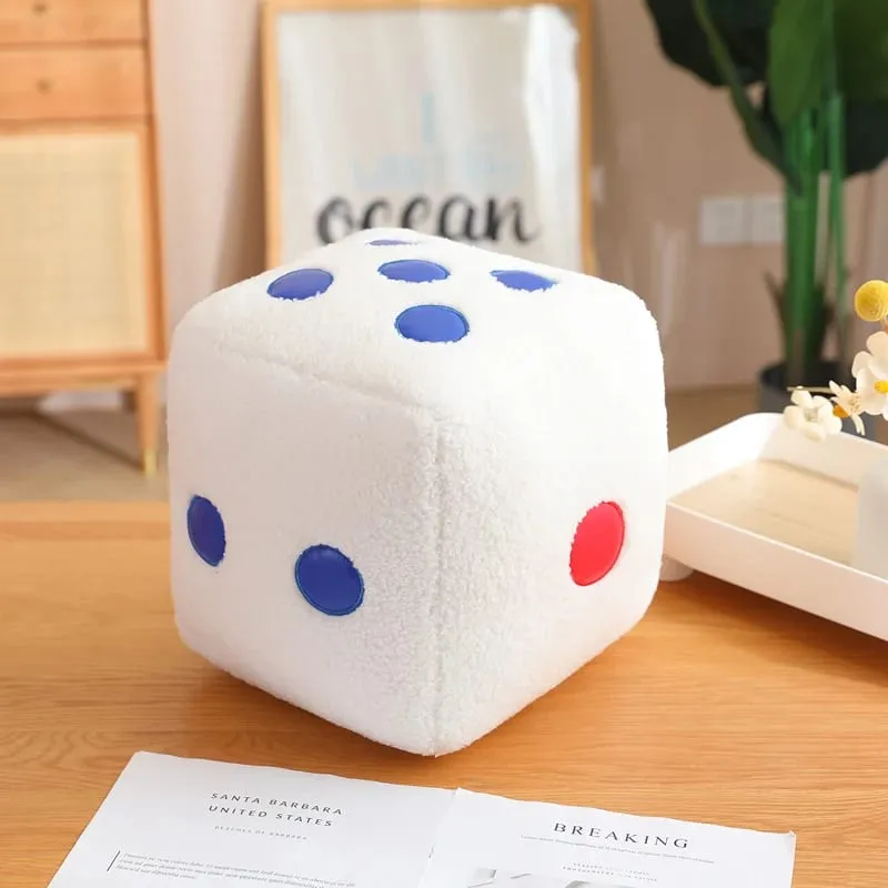 8/25cm Stuffed Mahjong Dice Plush Pillow Soft White Black Back Support Plushie Interactive Indoor Game Instrument Gift — image 14