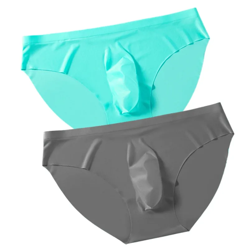 2PCS Sexy Men Briefs Ultra Thin Ice Silk Underwear High Quality Breathable Underpants Summer Transparent Quick-dry Male Panties — image 30