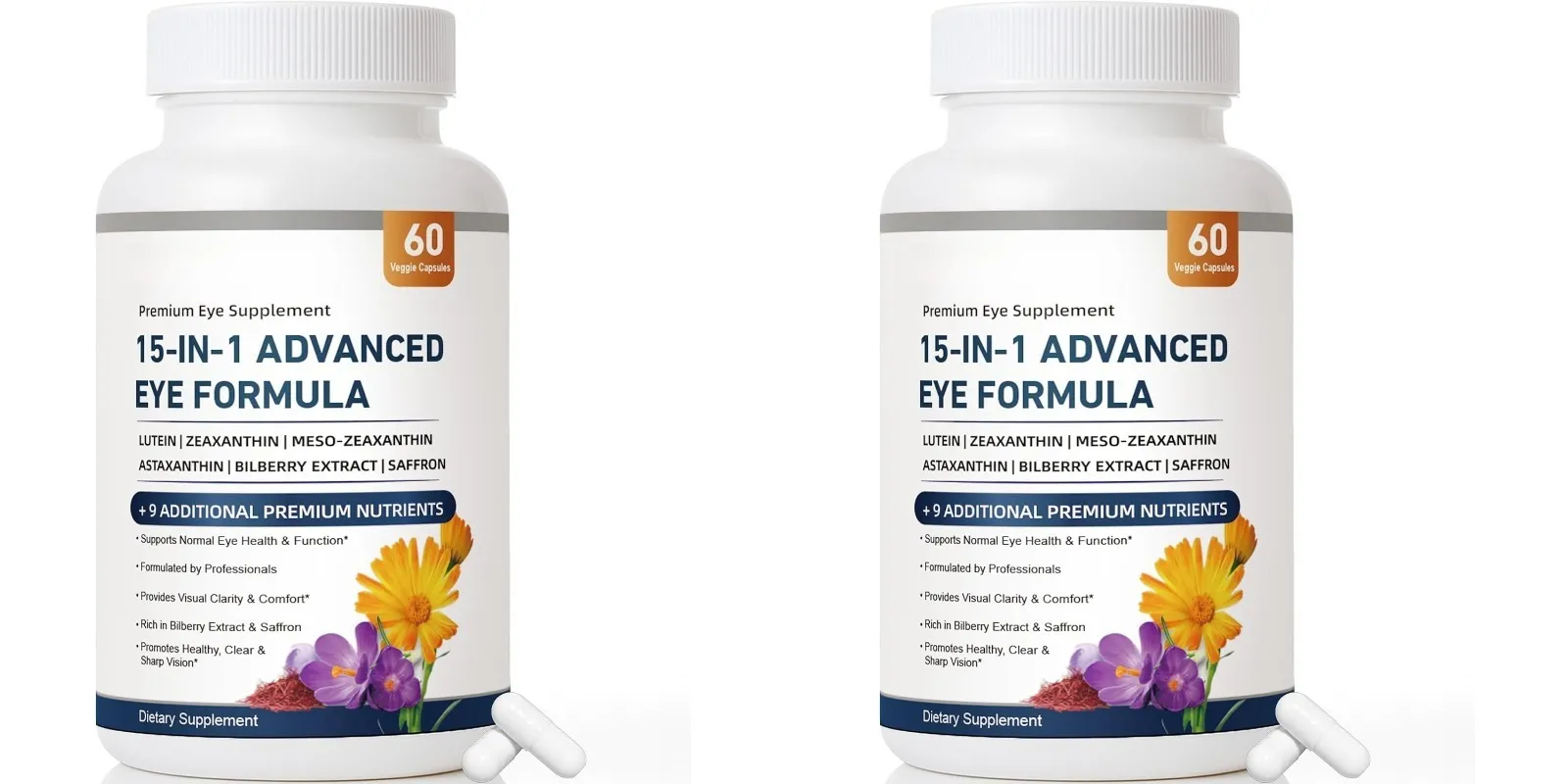 15-in-1 Advanced Eye Formula Lutein Zeaxanthin Bilberry Extract Vitamin C & E Supports Eye Health 60 Veggie Capsules for adult — image 8
