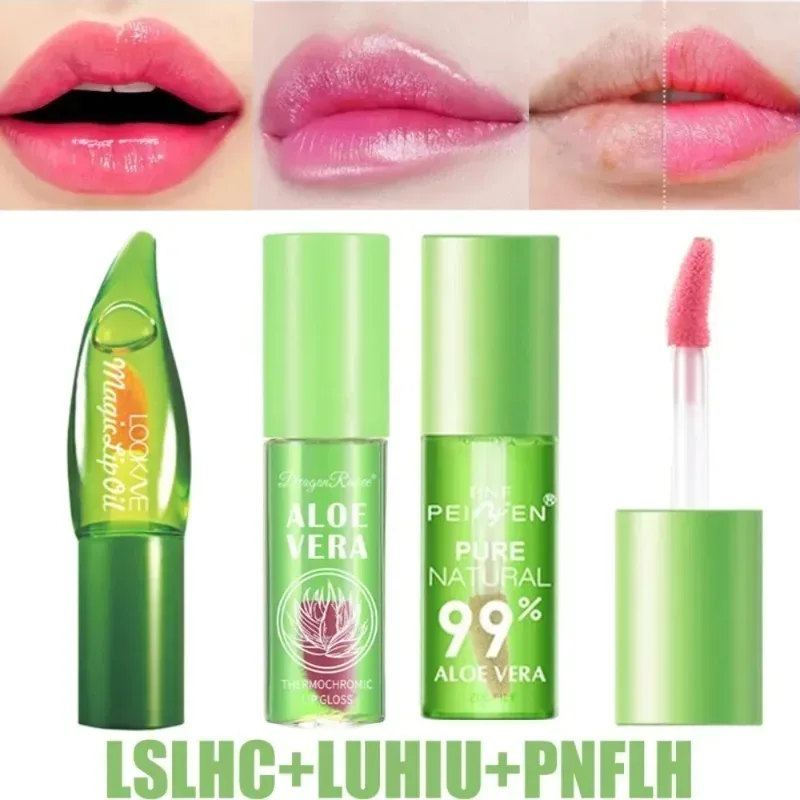 Aloe Vera Moisturizing Lipstick Natural Lasting Temperature Color Changing Lip Balm Fade-Resistant Nourishing Lips Care Makeup