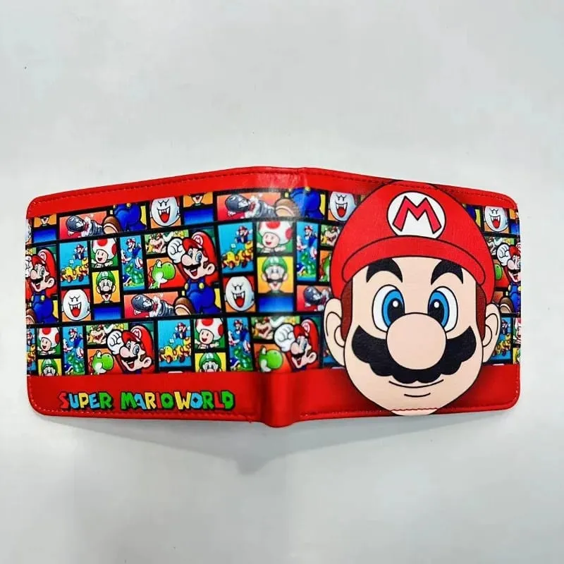 Super Mario Short Wallet Student Personality Kawaii PU Waterproof Multifunction Convenient Folding Change Card Clip