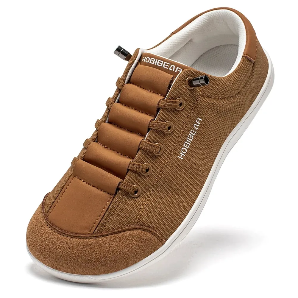 Wide Toe Barefoot Shoes for Unisex Minimalist Canvas Sneakers Lightweight Adjustable Slip On Walking Shoes