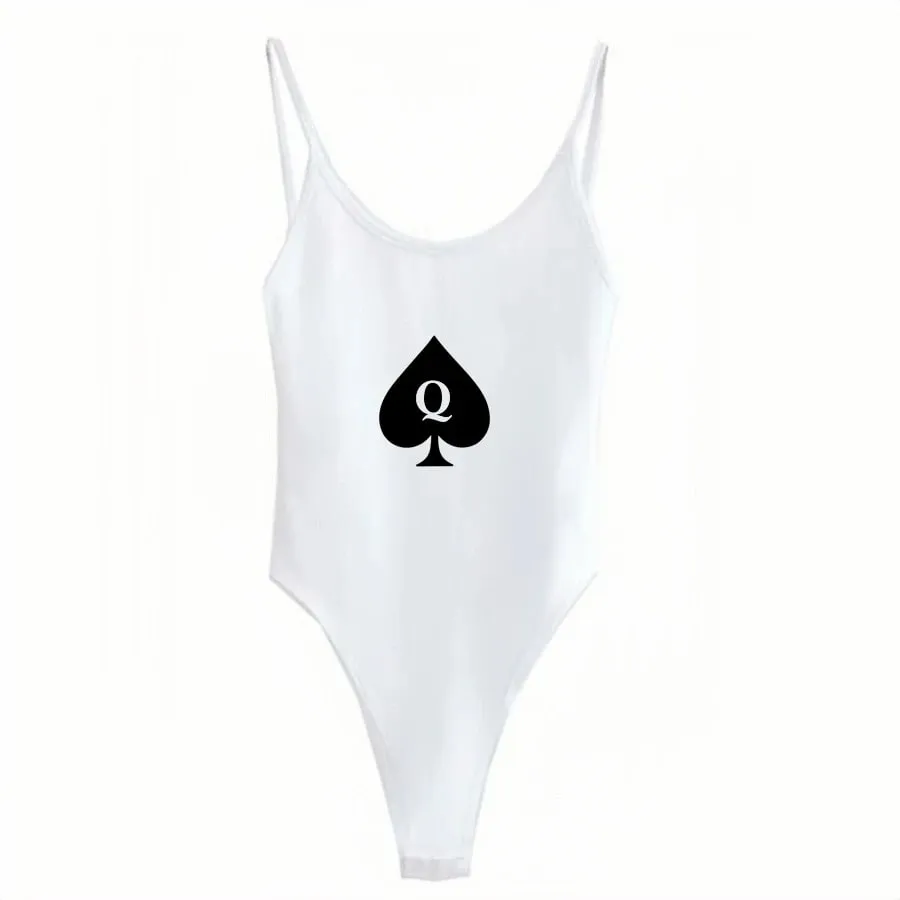 Queen of Spades Sexy Backless U-Shaped Camisole Top Solid Color Triangle Tight Jumpsuit — image 2