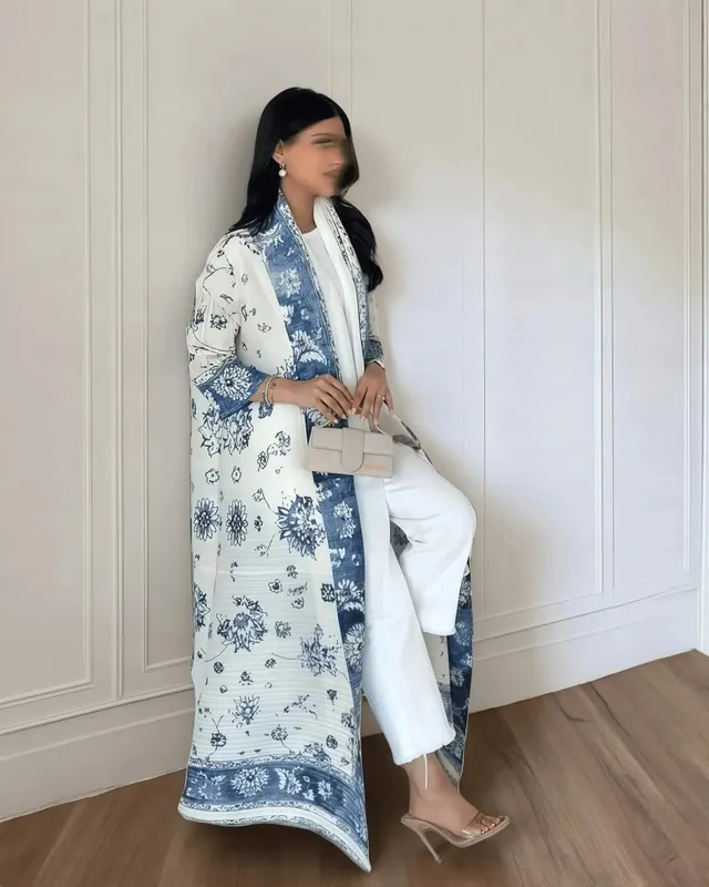 Women's Fold Miyake Pleated Abaya Long Sleeve Print Foldable Collar Robe Cardigan Coat New Winter Fashion Original Design 2026 — image 13