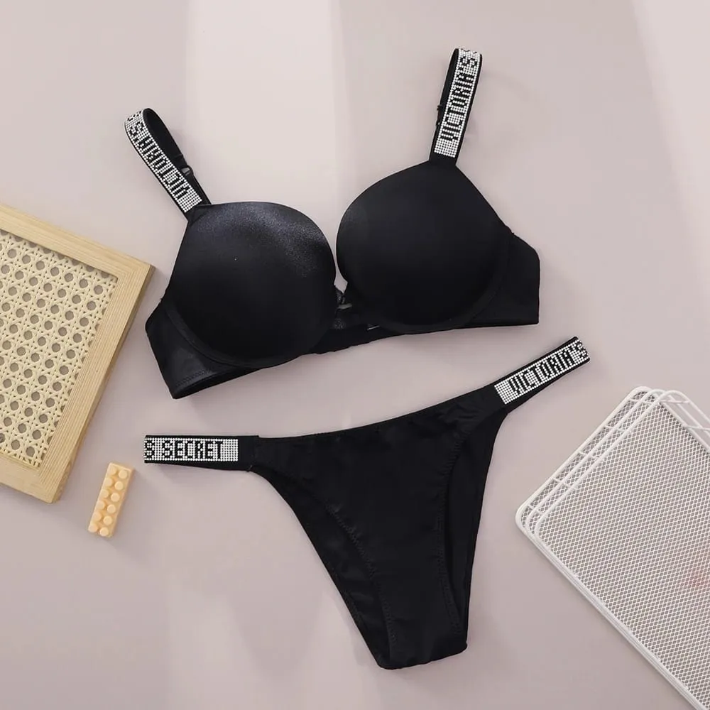 Ny Push Up Shapewear Justerbar, polstret, samlet V-blonde lingerisæt BH og trusse Sexet BH og trussesæt til kvinder Komfortabel — image 2