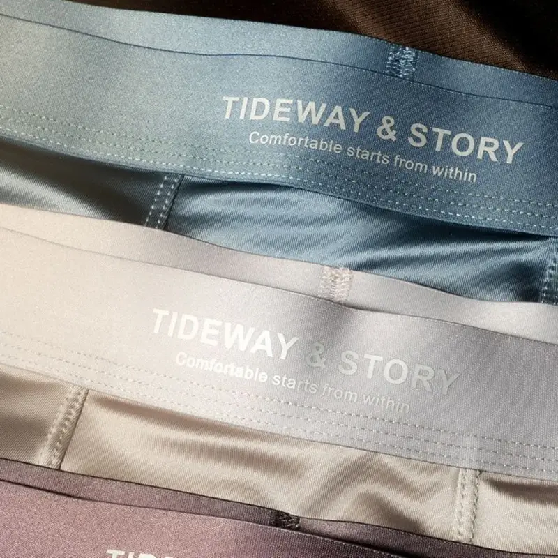 4PCS Men's Underwear Ice Silk High-End Men's Light Luxury Satin Silk Breathable Flat Corner Four Cornered Shorts Without Marks — image 4