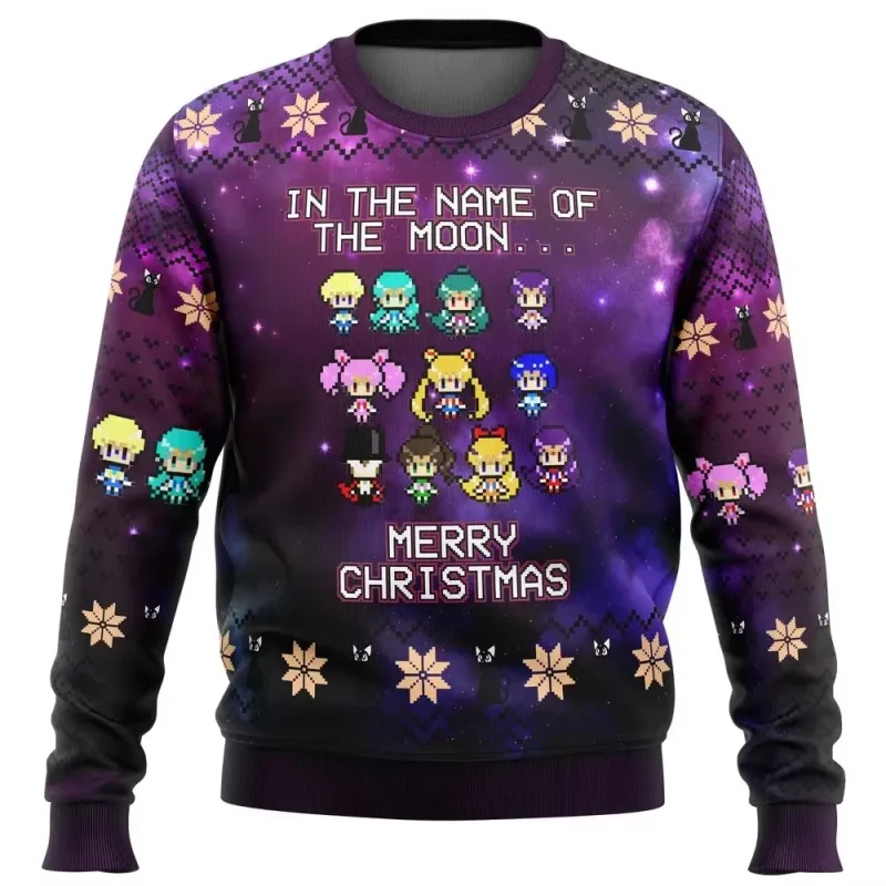 Sailor moon natal feio camisola anime 3d moletom topos outono e inverno cosplay papai noel pulôver dos desenhos animados suétere
