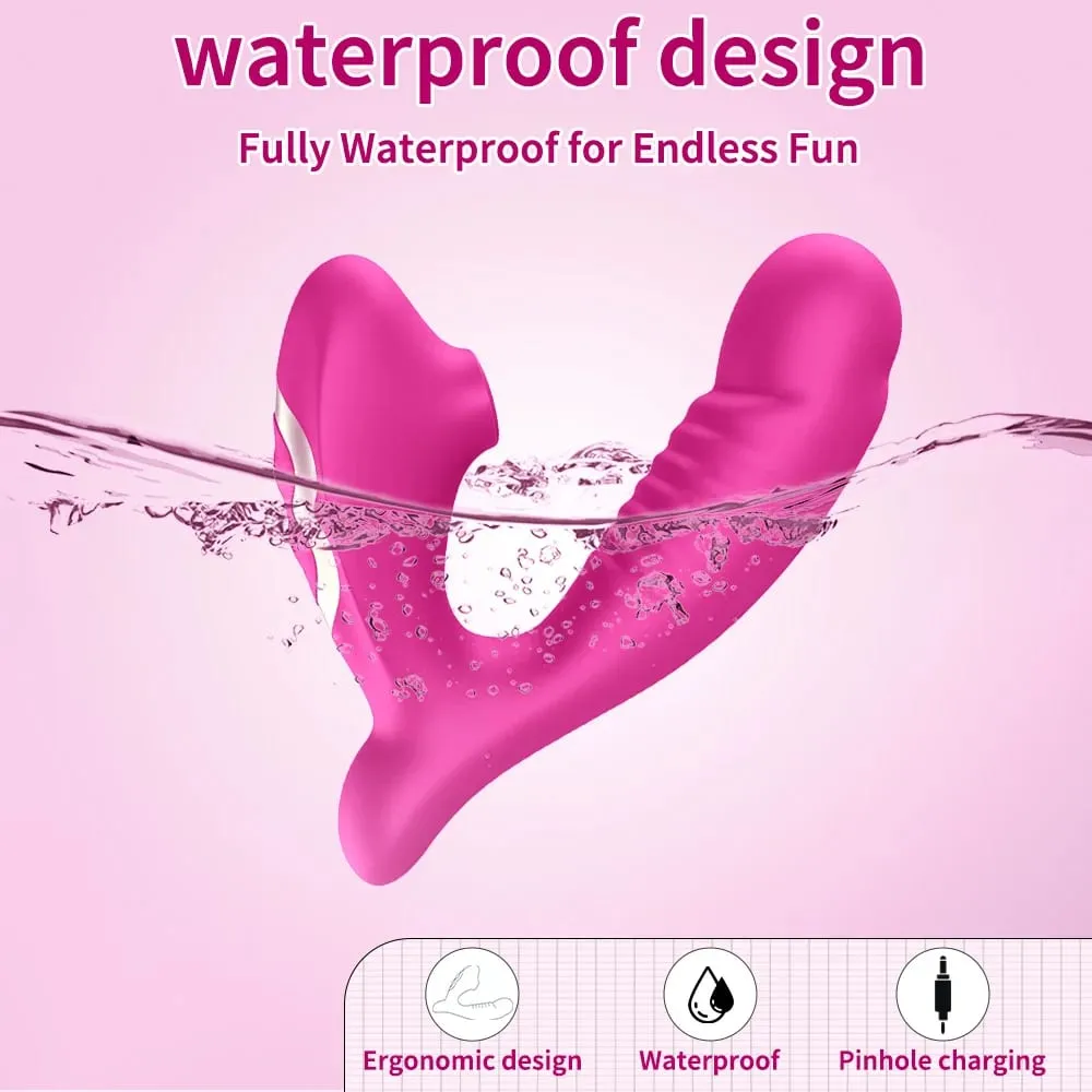 2 IN 1 Thrusting Sucking Vibrator for Women Vagina G-Spot 10 Modes Vibrating Nipple Clitoral Massager Sex Toy for Women Couple