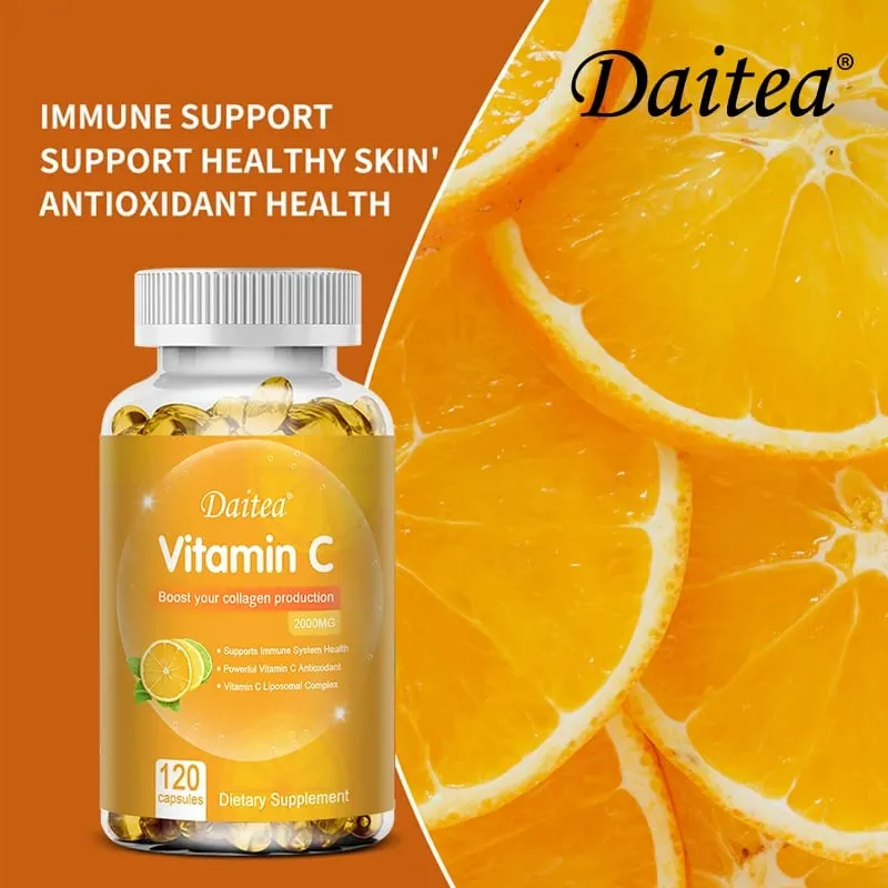 Vitamin C Capsules 2000 mg Rich In Antioxidant Helps Skin & nail and Hair Health Immune System & Collagen Supplement — image 4