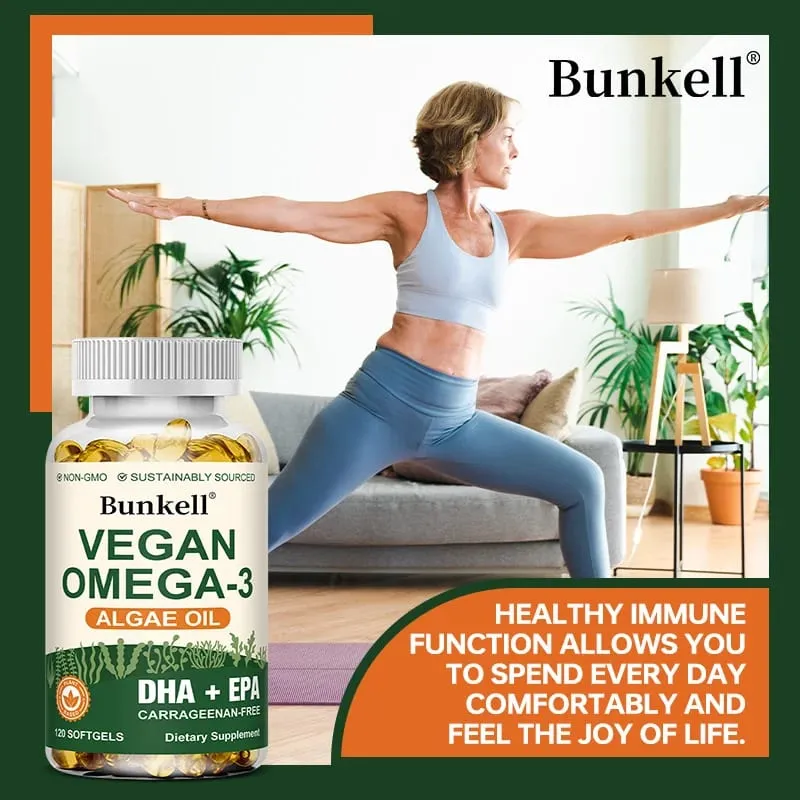 Olejek z alg Omega 3 | Plus DHA EPA Non GMO Ogólny stan zdrowia | Substytut oleju rybnego 120 kapsułek Kapsułki miękkie
