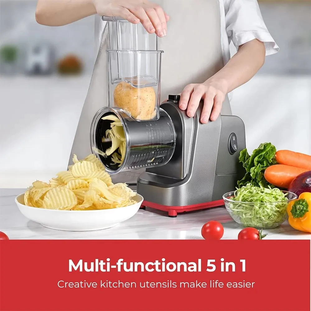 Cortadora de verduras eléctrica 5 en 1 de 250W, trituradora automática para ensaladas, rallador de queso, cortador de repollo y zanahoria JT253 — image 3