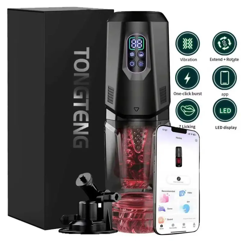 Voksenlegetøj Automatisk Masturbator Stroker med 7 stødende roterende 7 slikkende Vibrerende tilstande Håndfri Sex Machine Pocket Pussy — image 10
