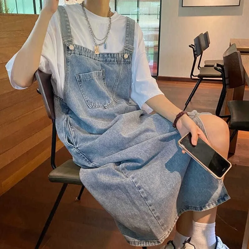 Spring Summer Denim Overall Dress Women Sleeveless Jeans Dresses Fashion Female Solid Slip Casual Loose Spaghetti Strap Dresses — image 4