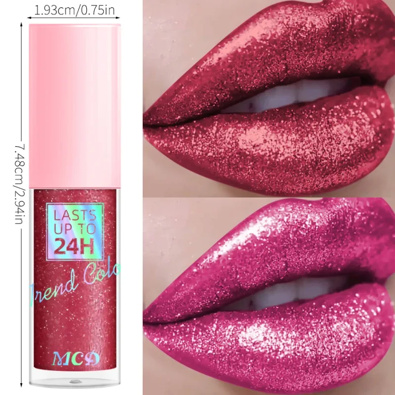 1PC Glitter Lip Gloss Long Lasting Waterproof Metallic Liquid Lipstick Pearl Shining High Pigment Lip Tint Korean Makeup Gifts — image 6