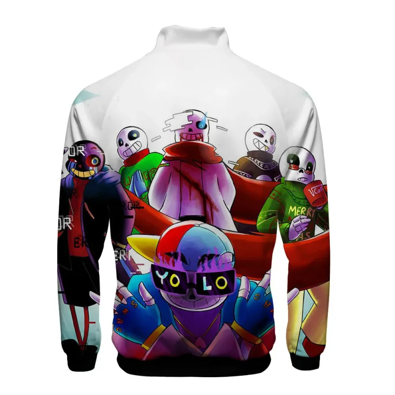 Luxuriöse beliebte Sans Undertale 3D-Druck-Reißverschluss-Raglanjacke Windjacke Jungen/Mädchen Bequeme Stehkragenjacken Mäntel