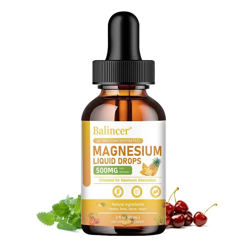 Magnesium Glycinate Liquid Drops 500mg Complex Supplement para sa Sleep Nerve Energy Muscle Bone Calm & Digestion 2 Fl Oz