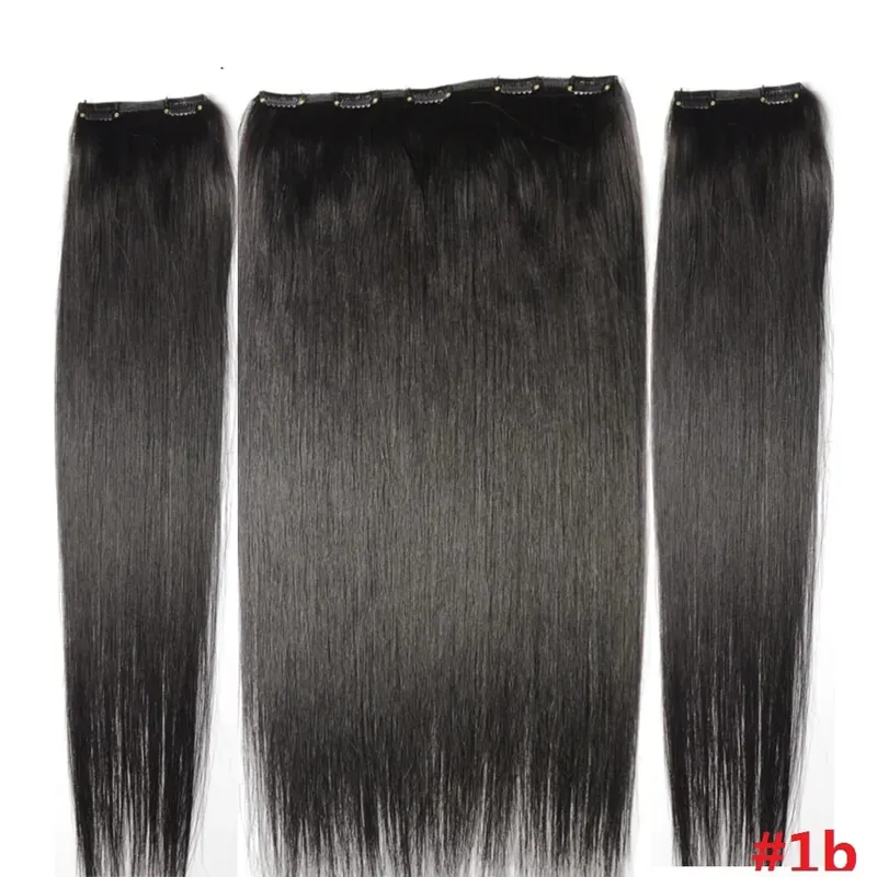 Clips-in 100% Brazilian Human Remy Hair Extensions 16"-28" Three Pieces 3pcs Set 100g-200g 1x25 2x10 Natural Straight