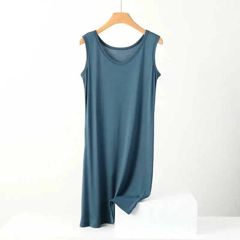 Summer Modal Sleeveless Dress Solid color Tank dress Large size 8XL Mid-Length Bottoming Cami dresses All match — image 14
