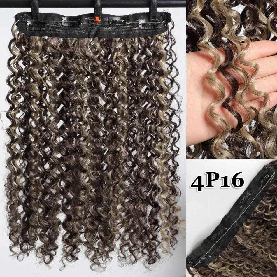 Synthetic 16Inch Water Wave Hair Extension Piece Adjustable Fluffy Curl BB Clip Fishing Line Hair Extension Women's Daily Party — image 8