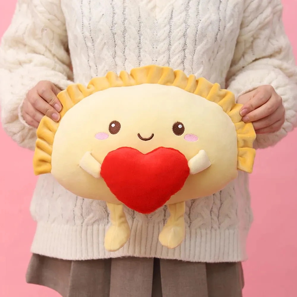 Nuevo 35cm Dumpling Plushies almohada cojín comida Kawaii bola de masa frita juguete suave corazón flor de cerezo abrazo almohada lindo regalo