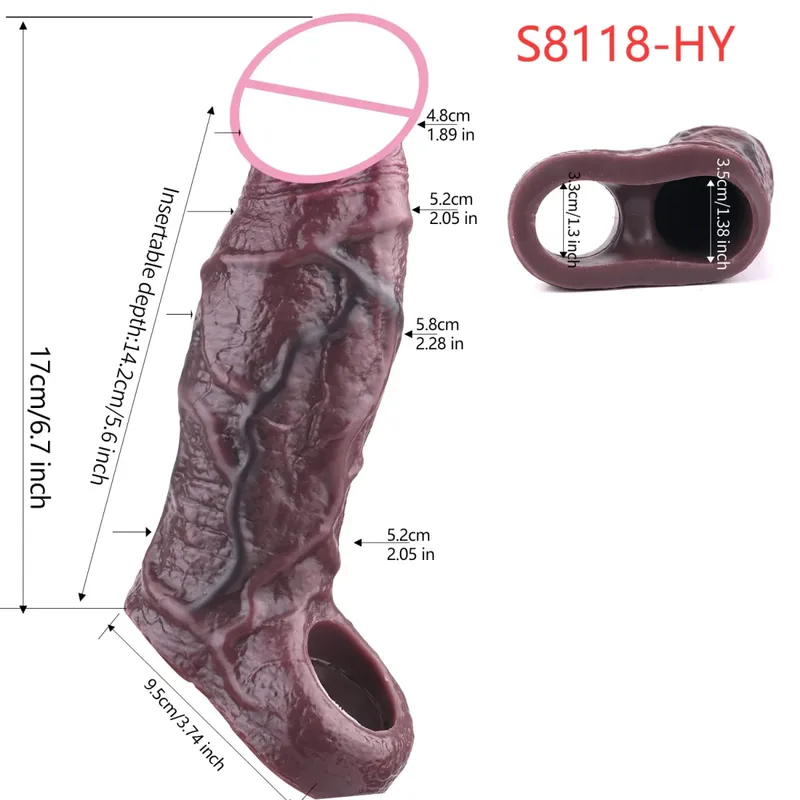 Close Head Realistische Penishülle Sexspielzeug für Männer Verzögerung der Ejakulation Dick Extender für Paare Sex Vergnügen Sexshop — image 19