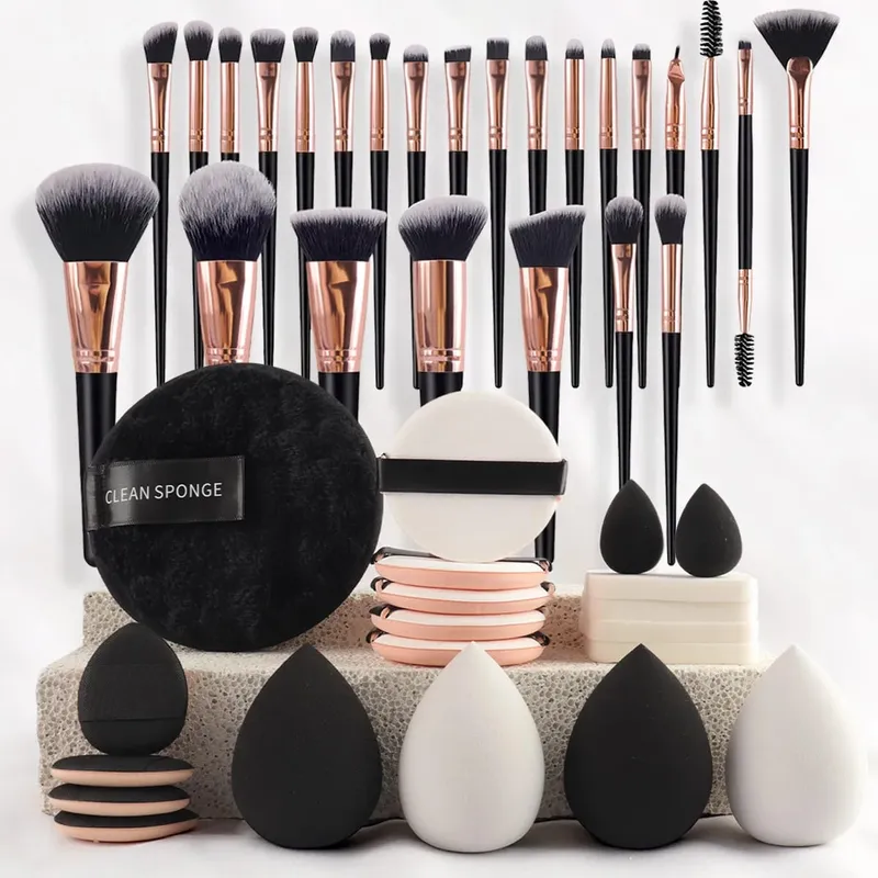 Professional Makeup Brushes Set for Foundation Eyeshadow Highlighter Blush Concealer Powder Cosmetic Tools with Sponges Kit — image 8