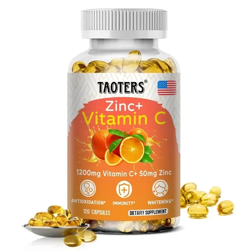 Taoters Vitamin C + Zinc Supplement - High Absorption - Immune System Skin Health Vitamins - Antioxidant Supplement