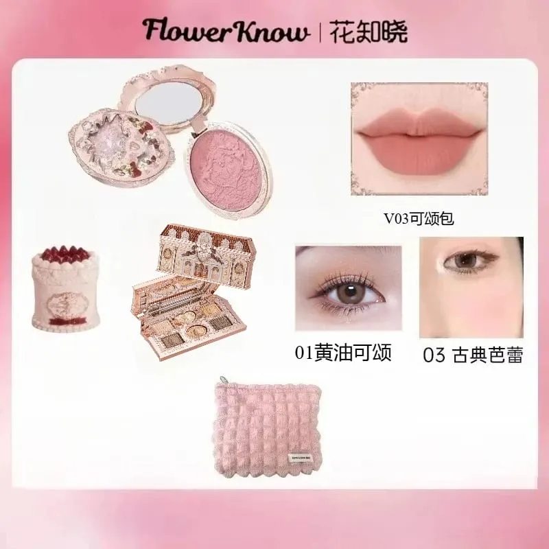 Flower Knows Makeup Set Gift Box Butterfly Cloud Shoulder Cosmetics Lipstick Lip Blush Eyeshadow Makeup Bag