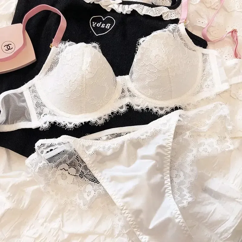 Push-Up Minimizer Bra Set Plus Size Women - African Dopamine French Lace Underwire Bralette Sexy Big Bust Thin Soft Cups — image 13