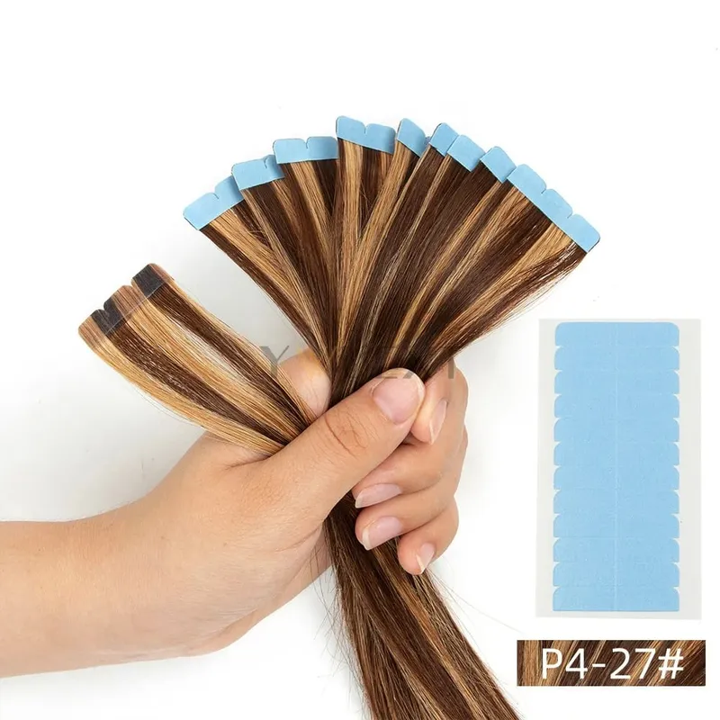 Invisible Mini Tape In Human Hair Extensions Seamless Adhesive Natural Straight Hair 12-24 Inches Machine Remy Hair 10pcs/pack