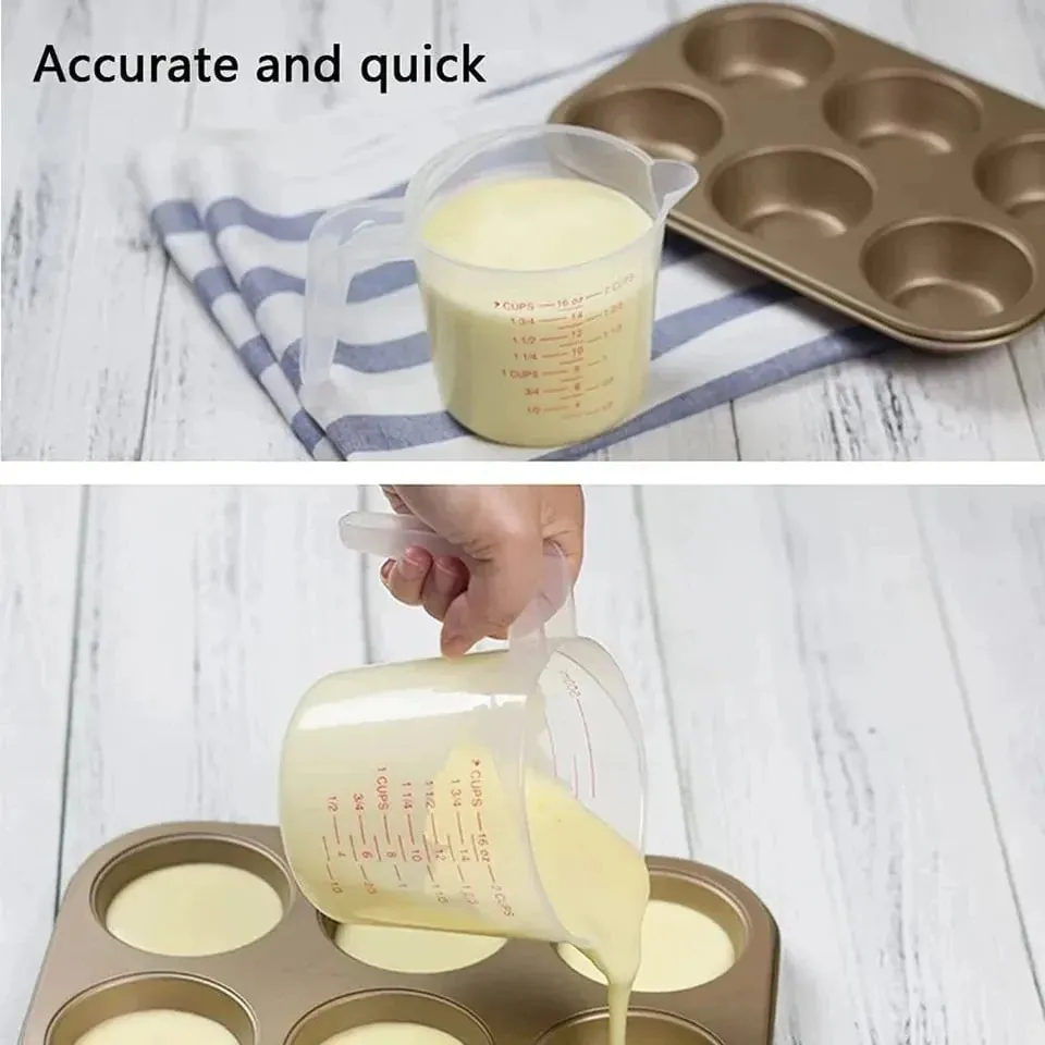 Kitchen Food Grade 0.25L 0.5L 1L Plastic Tip Mouth Pot Pour Spout Clear Measuring Cup Household Baking Scale Cup Kitchen Tool — image 6