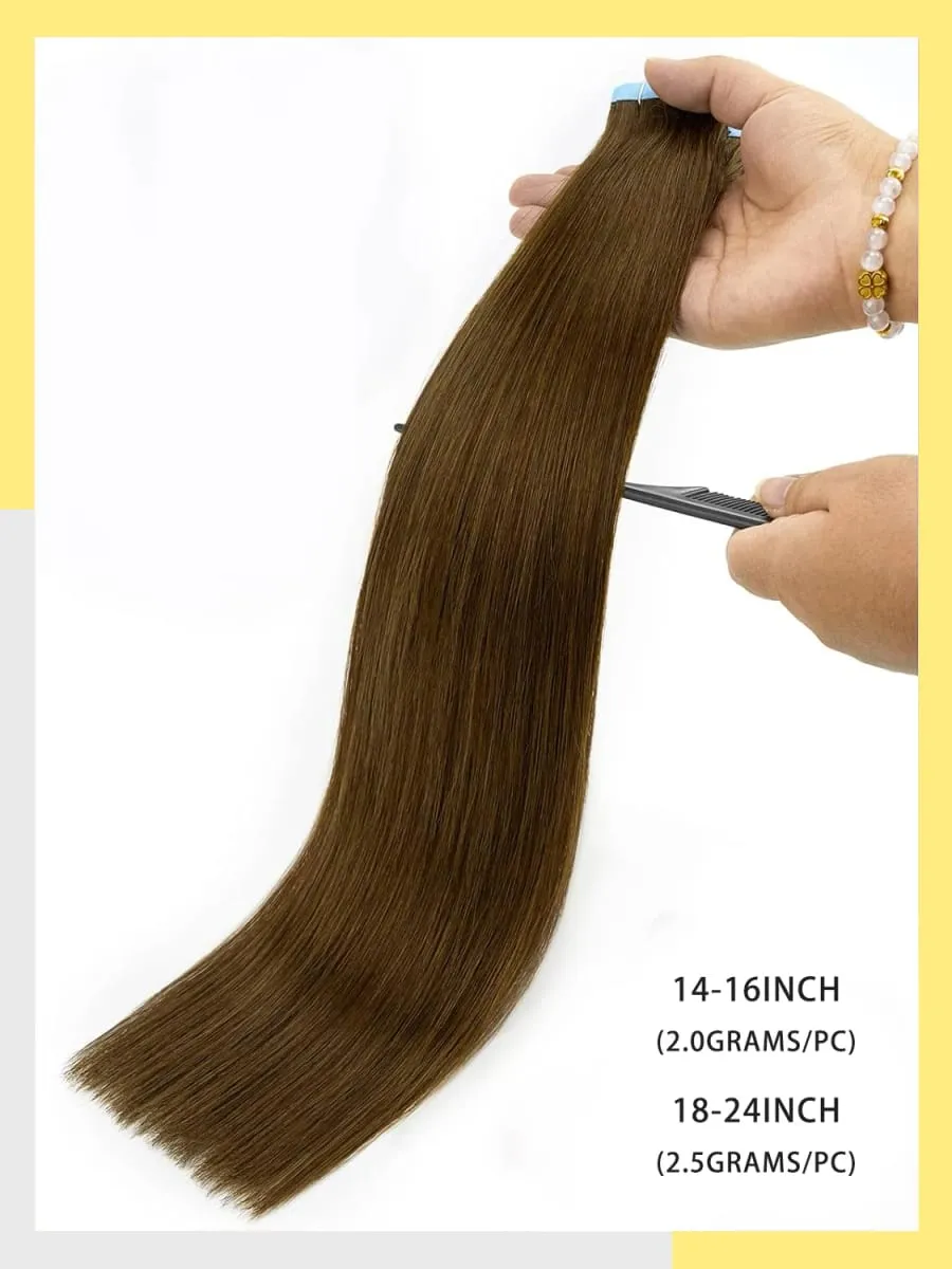 Tape In 100% Human Hair Straight Double Sided Blonde Comfortable Silky Natural Remy Virgin Tape ins Bone Straight Double Drawn — image 5