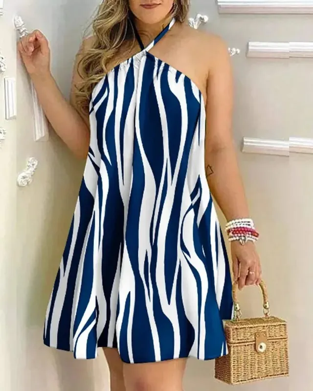 Women's Floral Print Halter Neck Boho Dress Backless Spring Summer Casual Elegant Gown for Party And Wedding — image 7