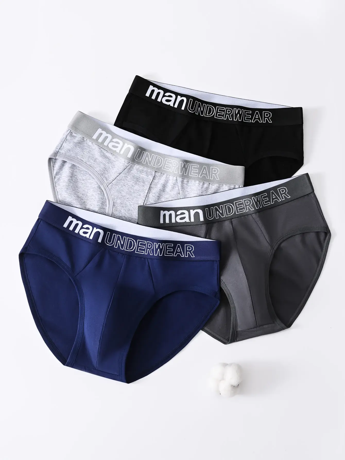 Men's underwear 4pcs cotton briefs Loose breathable comfortable close-fitting briefs personality hot selling trend sports briefs