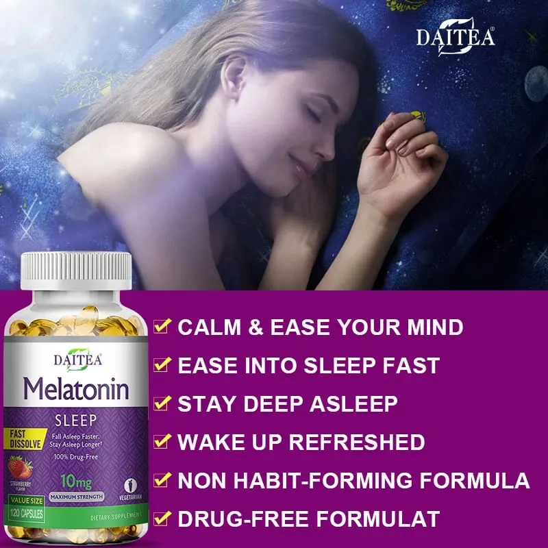 Melatonin Capsules - Sleep Aid Supplement That Helps Nourish Nerves Relieves Sleep Disorders and Improves Energy Levels — image 3