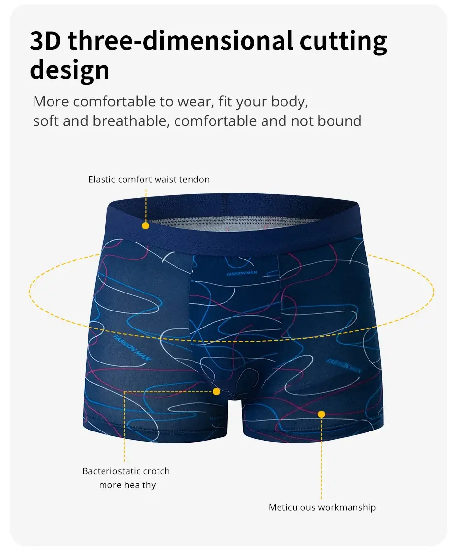4-delig HERENMODUS Bedrukt ondergoed Ademende kruisboxers voor tieners Comfortabel grote maten ondergoed tot 6XL. — image 4