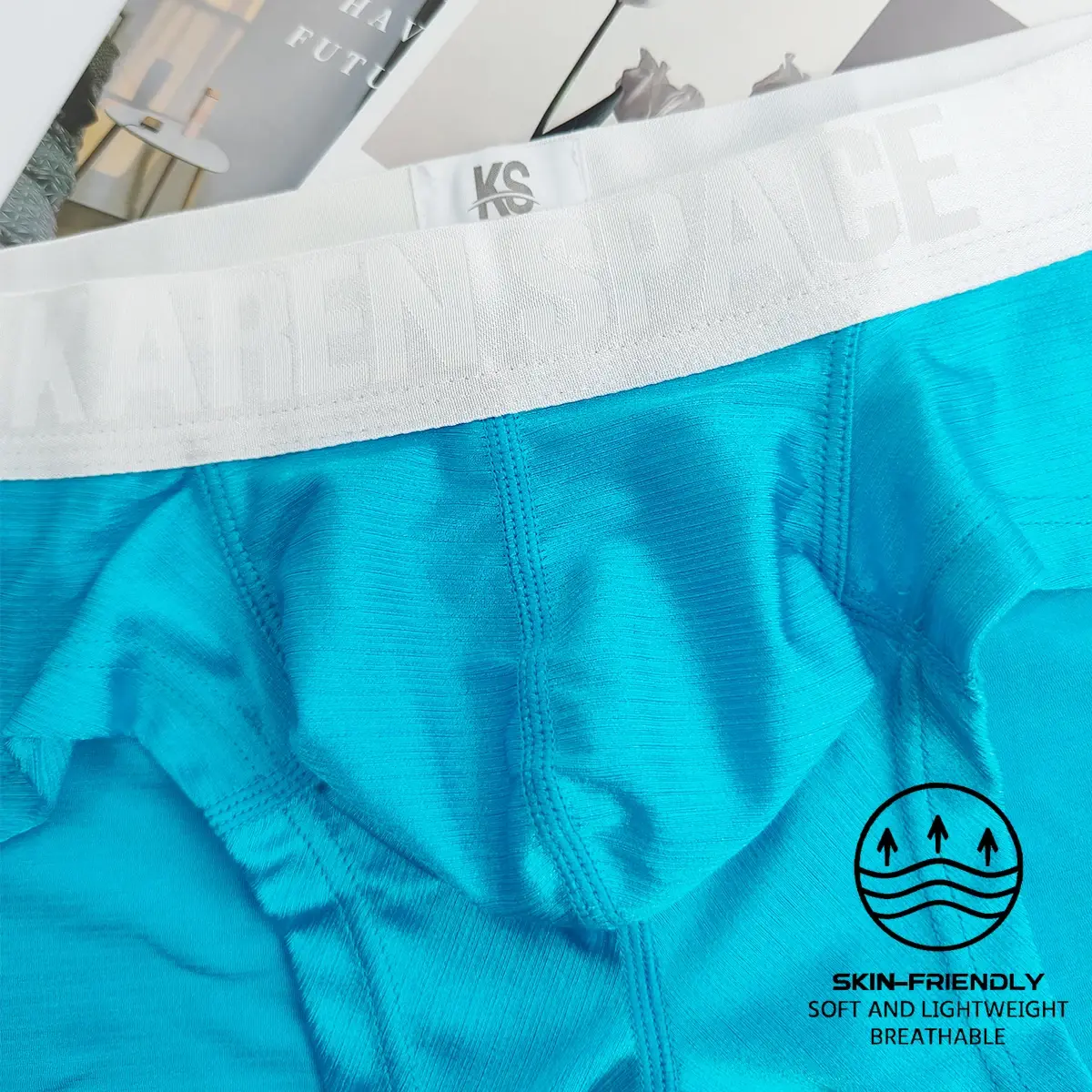Bequeme Boxershorts für Herren, Jugend, reine Farbe, einfacher Stil, personalisierte quadratische Shorts, 1 Stück, flacher Winkel, Unterwäsche für Herren — image 3