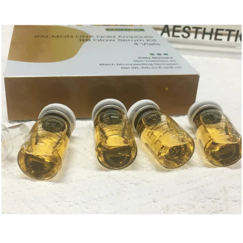 4PCS Salmon DNA Gold BB Glow Kit Dr.Pen Gold Stem Cell Ampoule Foundation Starter AQUA Peptide Face Skin Care Essence 8ml — image 6