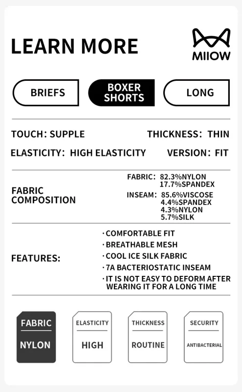 MiiOW 3Pcs Ice Silk Men Panties Mesh Breathable Mens Underpants 10A Antibacterial Crotch Men's Underwear Boxers Man Boxer Briefs — image 32