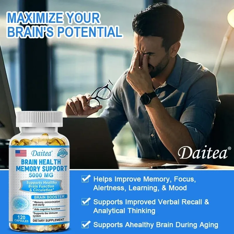 Helps to enhance memory learning ability improve thinking concentration. Improves mood and supports a healthy brain.