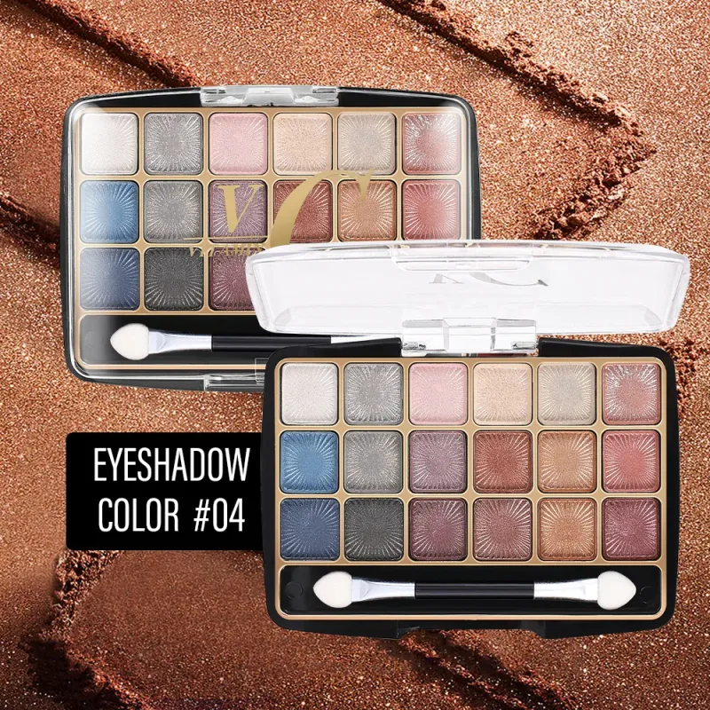 18‑Colors Shimmer Matte Eyeshadow Palette with Double‑Ended Eyeshadow Brush Multi‑Tone Earth Tone Glitter Eye Makeup Palette