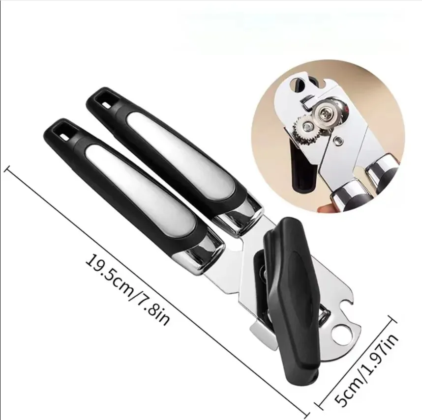 Stainless Steel Can Opener Multifunctional Manual Strong Grip Opener Side Cut Tins Bottle Opener Kitchen Gadgets