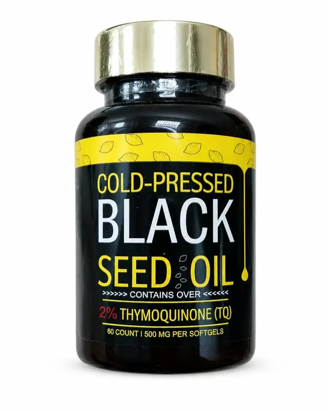 Kapsle s černým olejem lisovaným za studena obsahují 1000 mg přírodního oleje Nigella Sativa – denní bylinný doplněk 60 na láhev