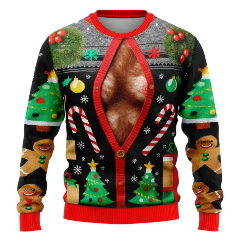 Sjov juletrøje Mænd Kvinder Pullover Xmas Sweatshirt Grim grafisk Y2k Sweatshirts til feriefest Løst herretøj — image 16