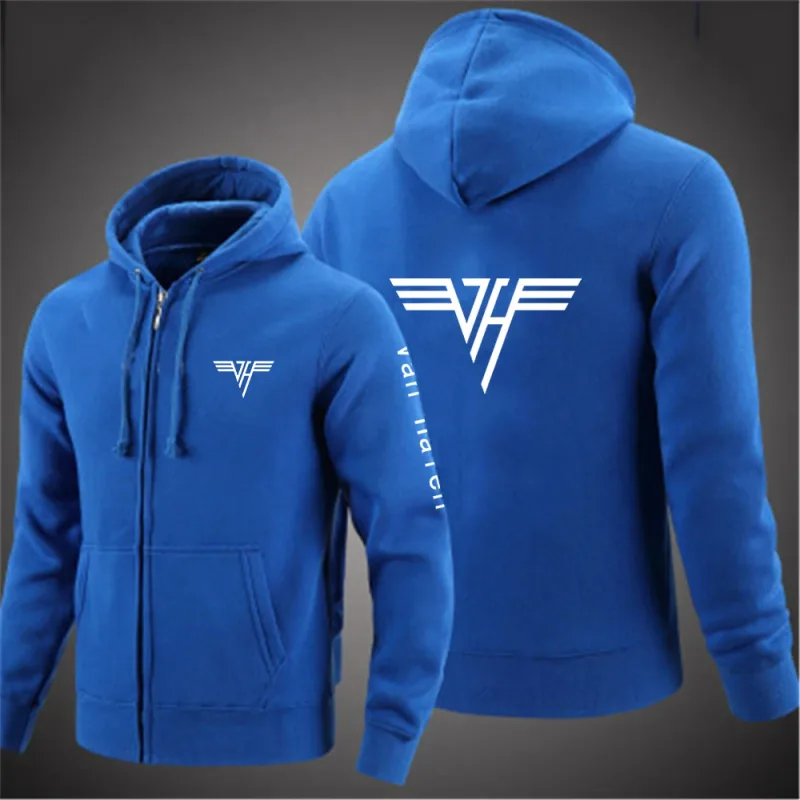 2024 Spring Autumn Van Halen Logo Printing Solid Color Classic Hooded Hoodies Men's Trendy Sports Casual Long Sleeve Loose Coat — image 4