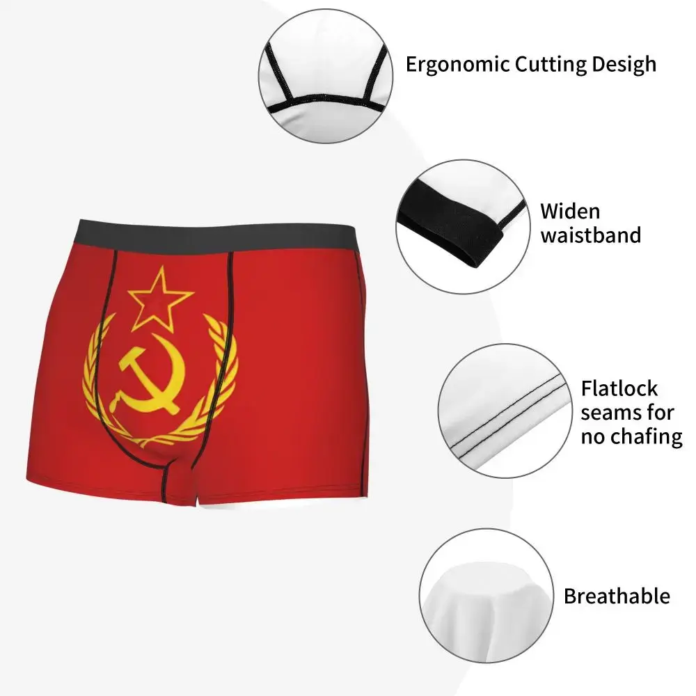 Hammer And Sickle CCCP Russian Soviet Flag Underwear Men Sexy Print Custom Boxer Shorts Panties Briefs Soft Underpants — image 6