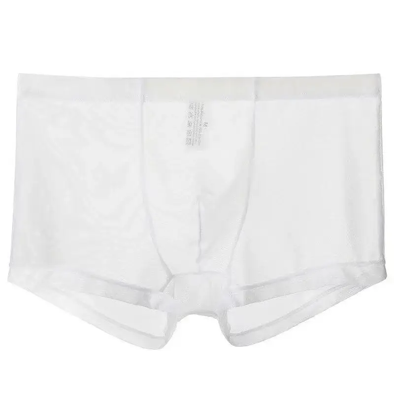 Underwear Transparent Boxers Bulge Ice Silk See Through Underpants Sexy Briefs Low Waist Panties Lingerie Intimates — image 8