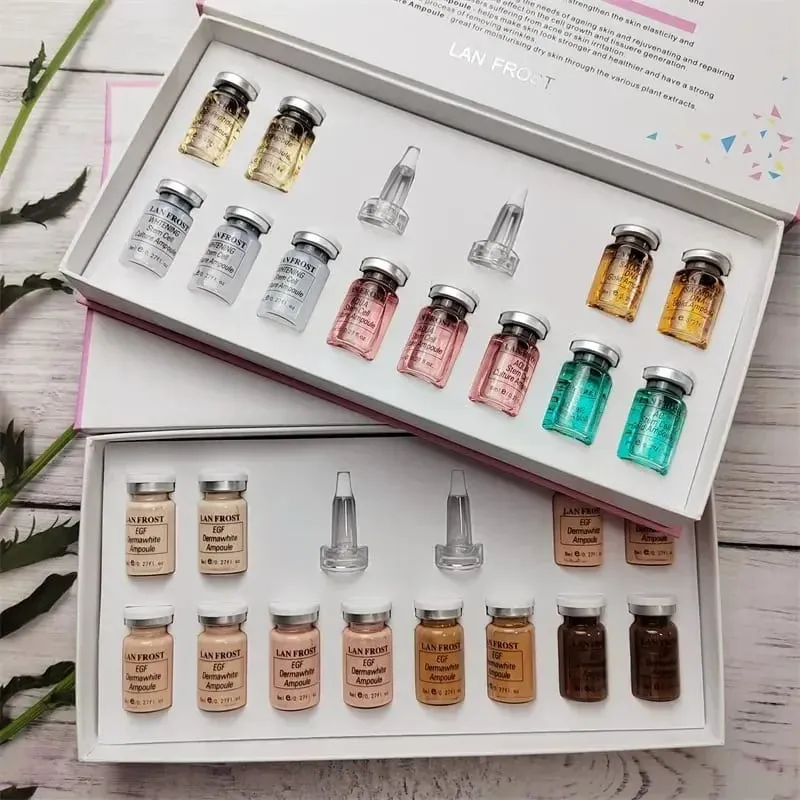12 Vials Korea 8ml BB Cream Glow Ampoule Skin Booster Foundation Kit Salmon DNA/Niacinamide Facial Cosmetics — image 6